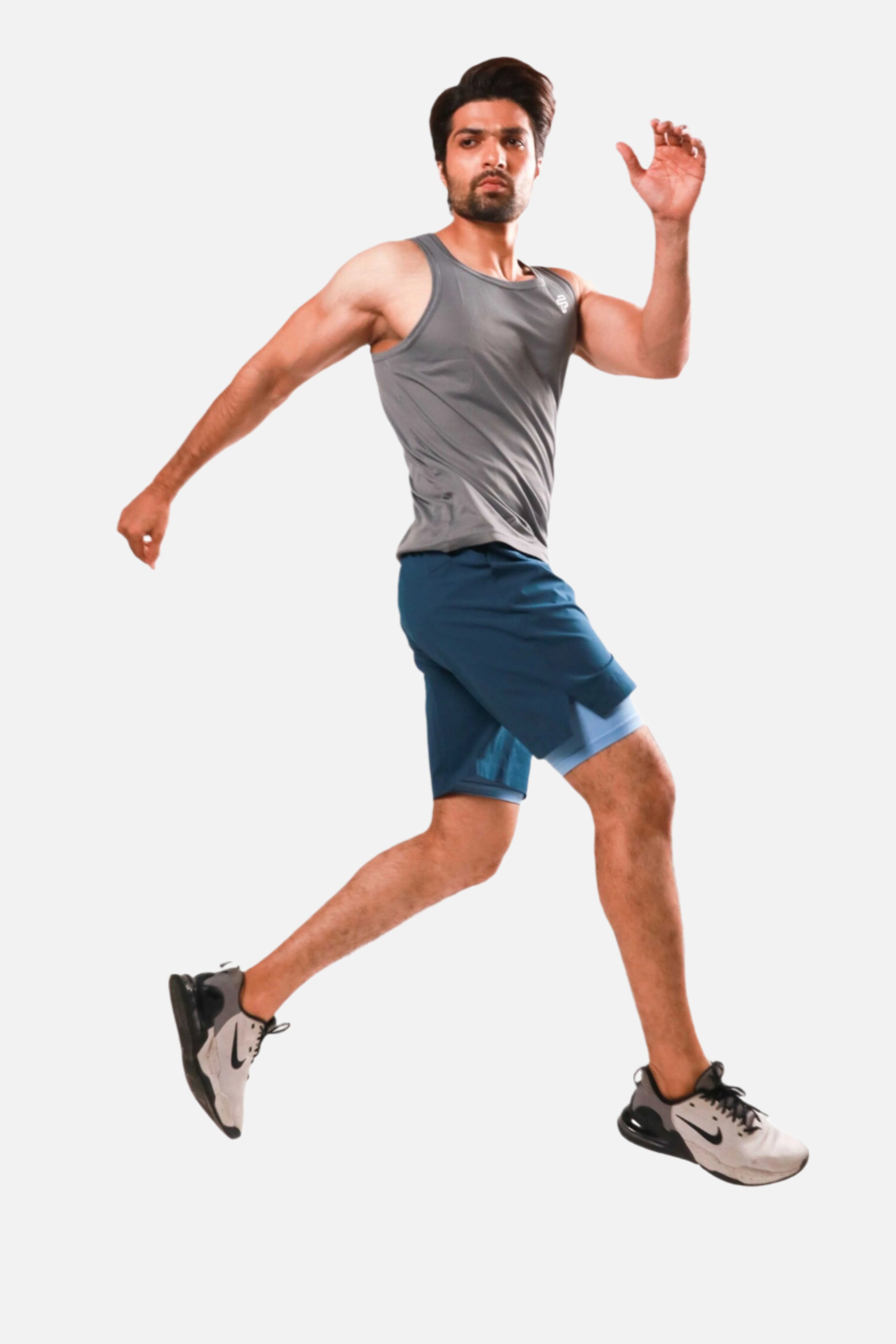 2-in-1 Compression Shorts - Deep Teal/Sky