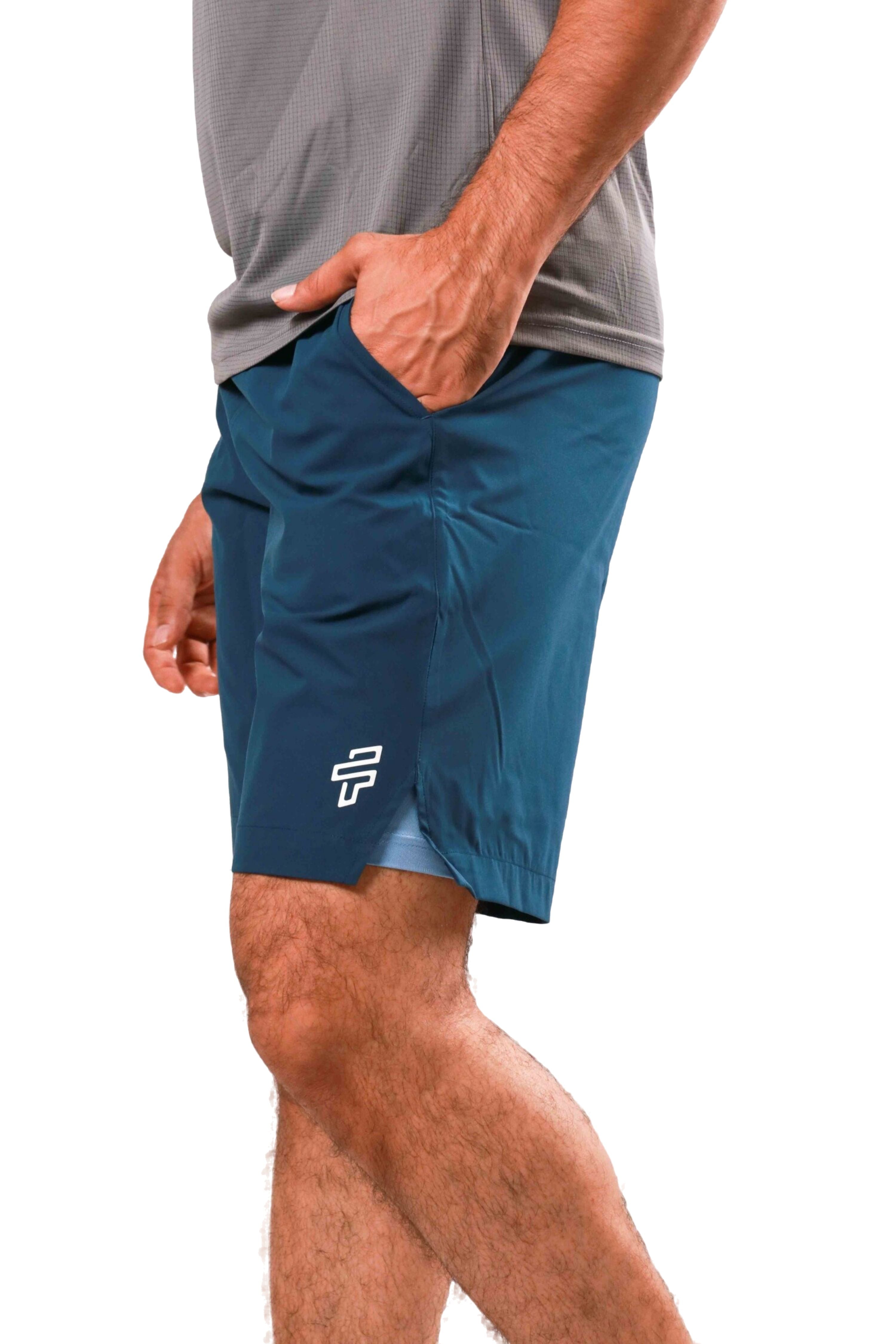 2-in-1 Compression Shorts - Deep Teal/Sky