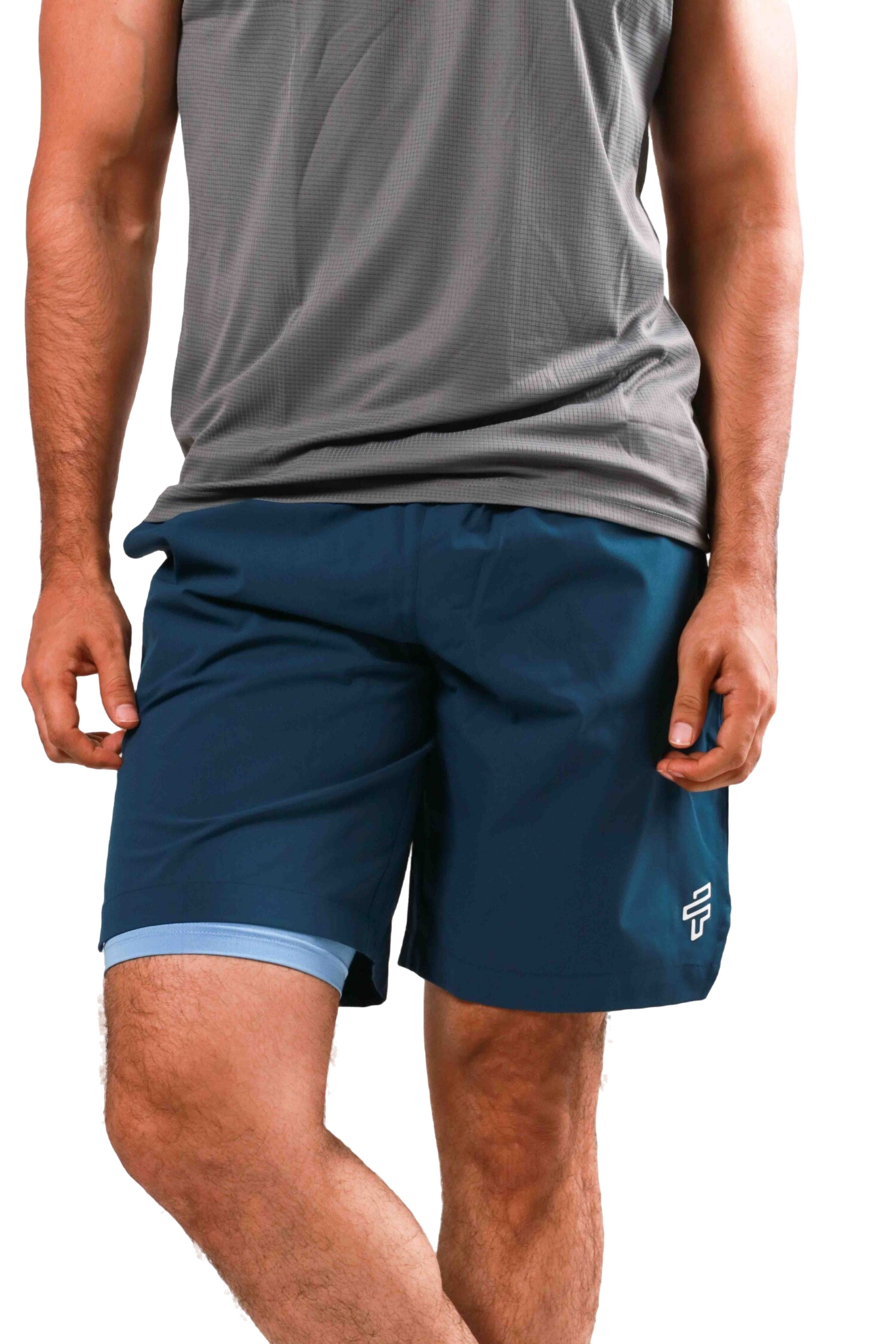 2-in-1 Compression Shorts - Deep Teal/Sky