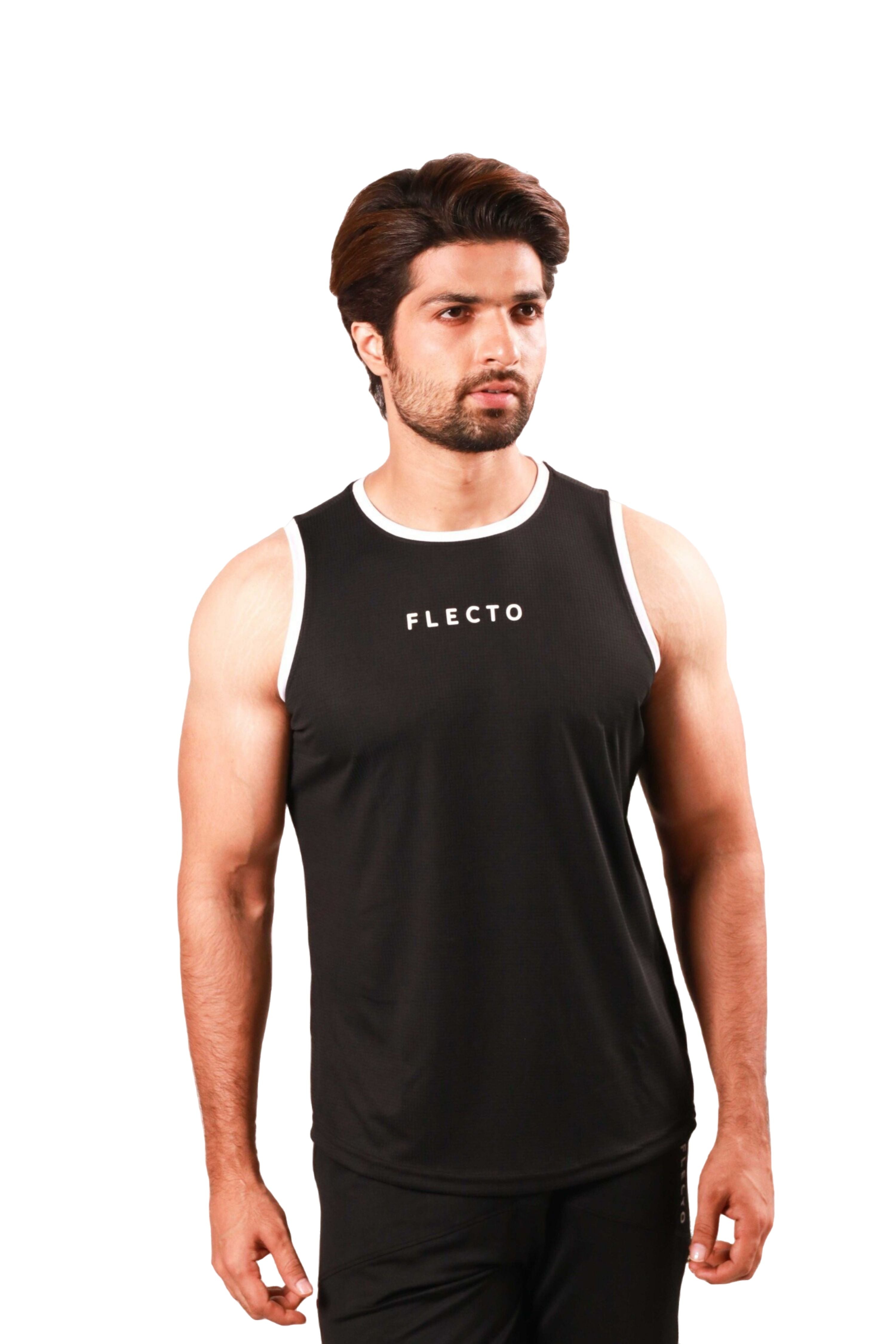 Contrast Trim Tank Top - Black