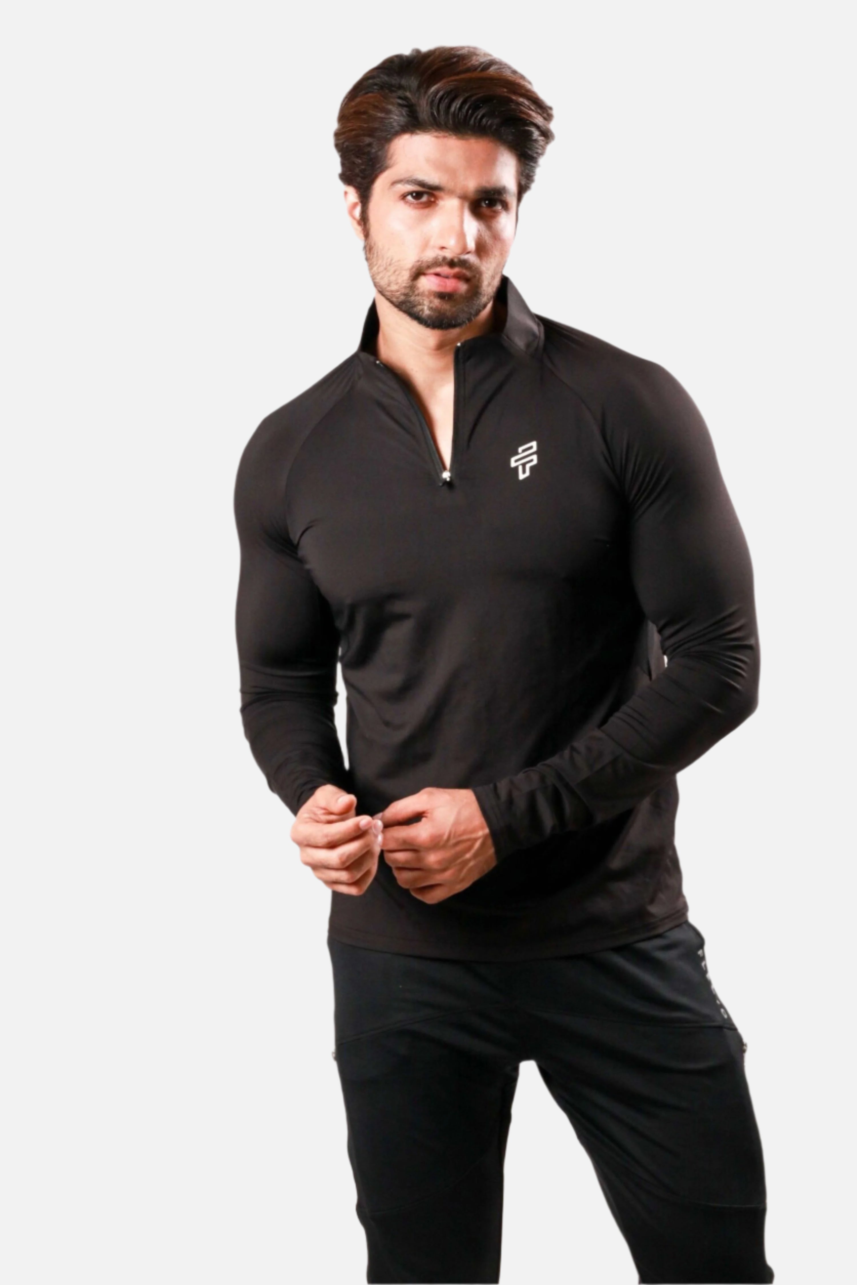 High Neck Full Sleeve Training Tshirt - Black