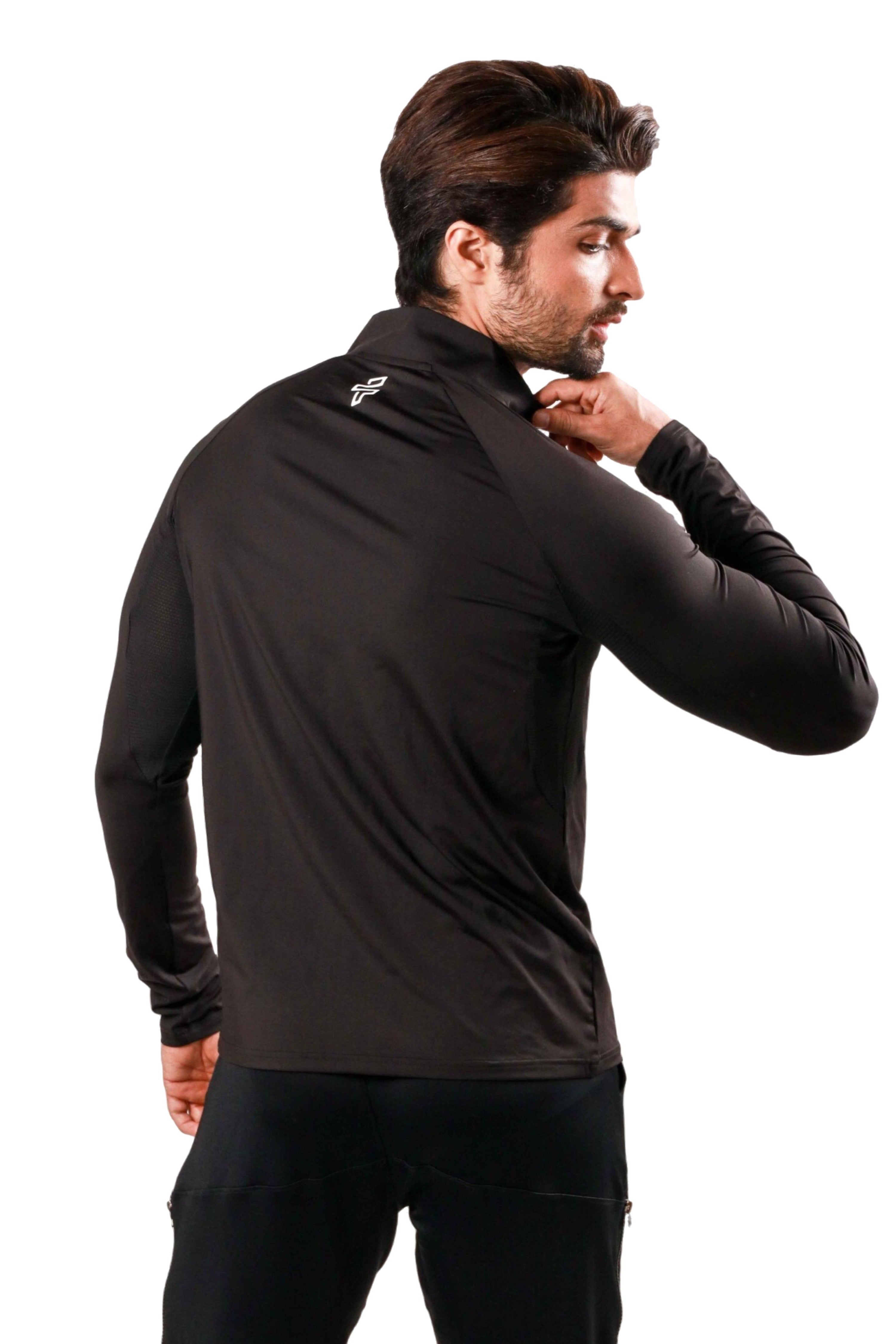 High Neck Full Sleeve Training Tshirt - Black